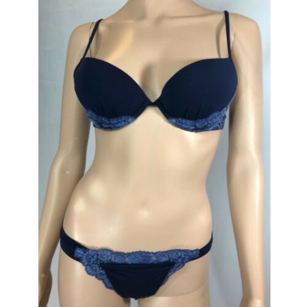 La Perla Womens Lingerie Push Up Bra Blue XS 34B